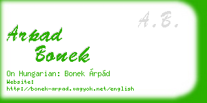 arpad bonek business card
